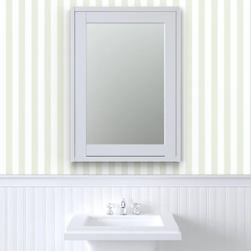 Vista 9 de Spoonflower Papel tapiz para despegar y pegar, diseño de rayas verdes verticales descoloridas, rayas verdes de verano, casa de campo, papel pintado