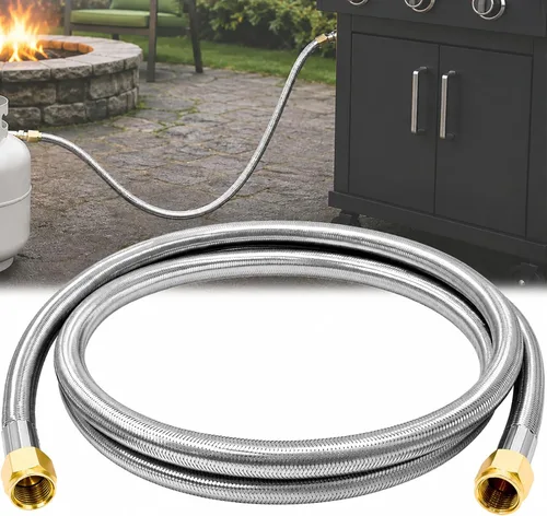 Vista 12 de Wadoy, conjunto de conector de manguera de propano para cámper, 2 pies, 3/8" rosca hembra x 3/8" rosca hembra para conexión rápida, manguera de 24