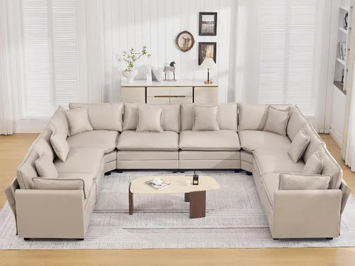 Vista 98 de Sofá modular en forma de nube de 113 pulgadas, sofás de asiento profundo de gran tamaño para sala de estar, sofá modular tapizado de chenilla