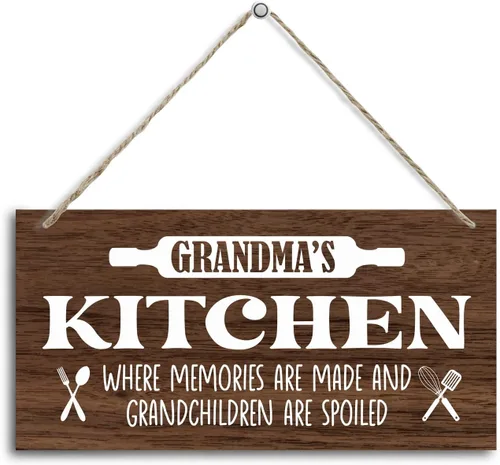 Vista 12 de Kitchen Rules - Letrero decorativo de madera con texto en inglés "This is a Self-Cleaning Kitchen, placa de madera impresa colgante, letrero