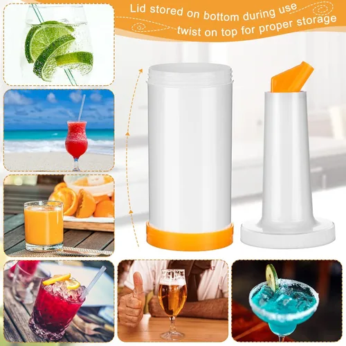 Vista 6 de Chengu Botellas de jugo de frutas de 34 onzas líquidas, suministros de barra de licor de plástico con vertedor de botellas de acero inoxidable
