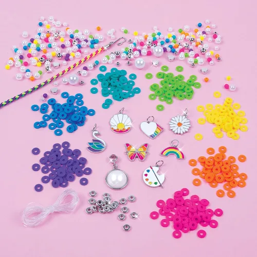 Vista 3 de Make It Real: Joyas de bricolaje con arco iris y perlas: haz 8 pulseras de moda con impresionantes dijes y cuentas temáticas de arcoíris, 598 piezas