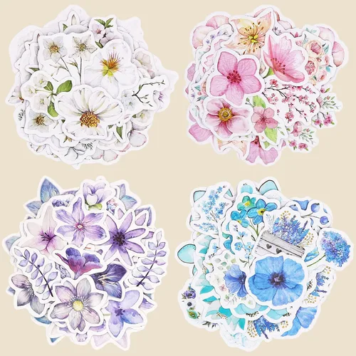 Vista 3 de Knaid Juego de calcomanías de flores (360 piezas) calcomanías florales decorativas surtidas para álbumes de recortes, planificador, suministros