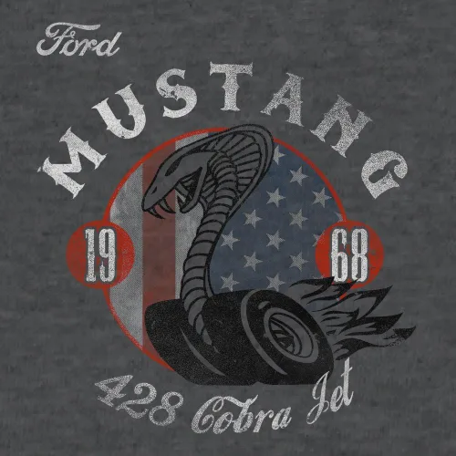 Vista 2 de Tee Luv Ford Mustang 1968 Cobra - Camisa, Gris Carbón jaspeado