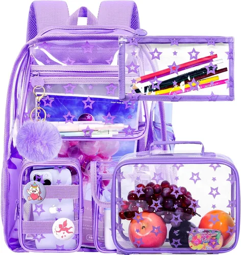 Vista 13 de Mochila transparente, resistente bolsa transparente para mujeres y hombres Heavy Duty
