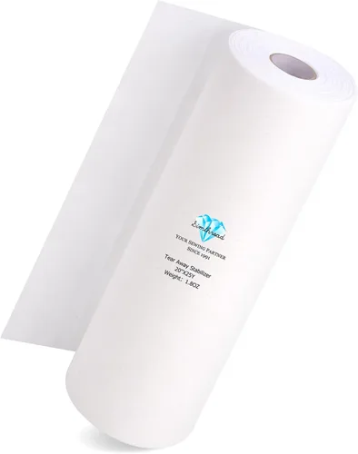 Vista 9 de Simthread Estabilizador de bordado con respaldo desmontable - 1.8 onzas, peso medio, 6" x 25 yardas/rollo, para aros de bordado de máquina de 1" x