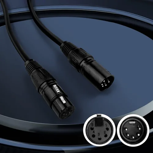 Vista 7 de Cable DMX de 5 pines de 10 pies, cable DMX flexible de 5 pines XLR macho a hembra, cable de iluminación de 5 pines para luces de escenario, señal
