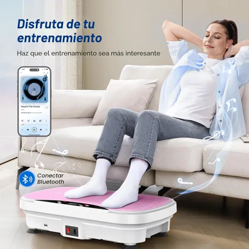 Vista 3 de Merach V28 Vibration Plate Exercise Machine with 99 Speeds & Bluetooth 9 Presets, Resistance Bands, 330lbs Capacity, Vibration Platform for Rosa