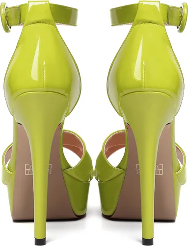 Vista 137 de MODENCOCO Sandalias de boda con correa de tobillo sexy para mujer, con plataforma y puntera abierta, tacón de aguja y tacón alto, zapatos de vestir
