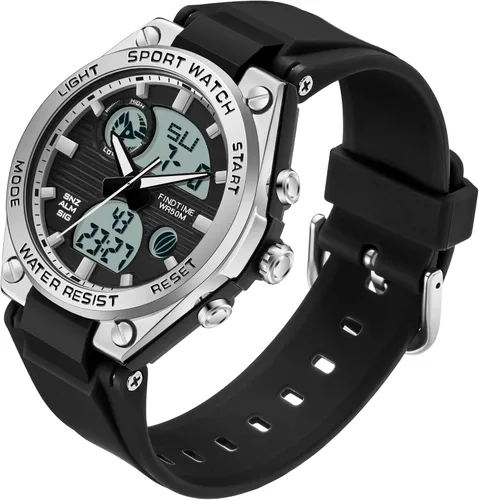 Vista 9 de Reloj digital para mujer de findtime, deportivo, impermeable, analógico, militar, táctico, con retroiluminación LED, alarma, cronómetro, reloj