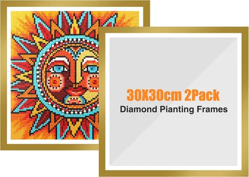 Vista 9 de GHHKUD Paquete de 2 marcos de pintura de diamante, marcos para lienzo de pintura de diamante de 11.8 x 11.8 in, marco de arte magnético de diamante