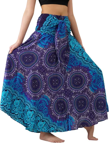 Vista 2 de Faldas largas para mujer, falda bohemia con estampado floral