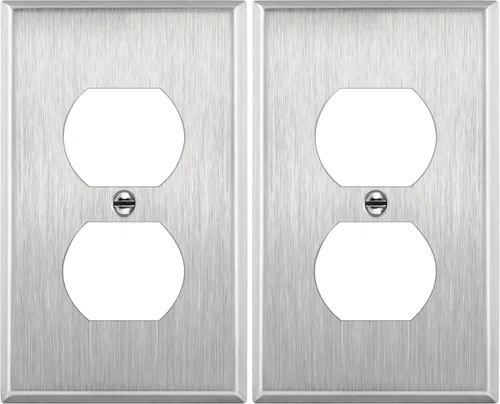 Vista 35 de ENERLITES Placa de pared de metal para receptáculo dúplex, acero inoxidable, tapa de tomacorriente, resistente a la corrosión, tamaño estándar