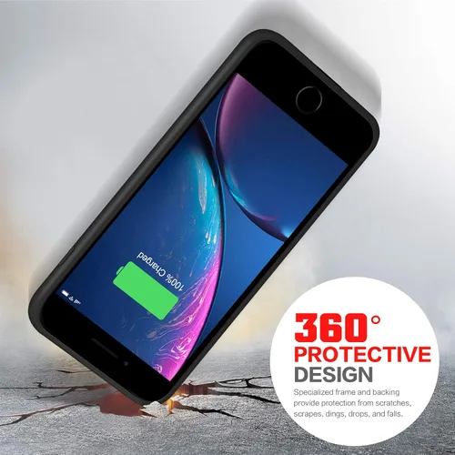 Vista 6 de Funda de batería para iPhone 6s Plus/6 Plus/7 Plus/8 Plus, 8500 mAh, funda de carga portátil de 8500 mAh, paquete de batería externa para iPhone 6s