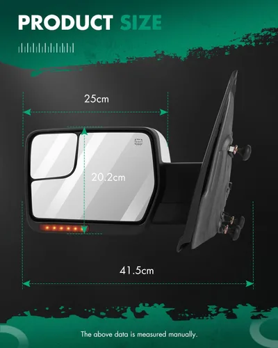 Vista 3 de Scitoo espejo retrovisor eléctrico y cromado con luces de aplique y luces intermitentes para Ford F-150 modelos 2007 a 2014, Driver Side Mirror