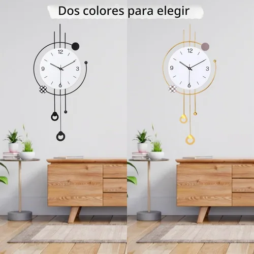 Vista 5 de SIN&MI Reloj de pared grande para decoración de sala de estar, gran arte decorativo de pared, reloj de péndulo, funciona con pilas, sin tictac
