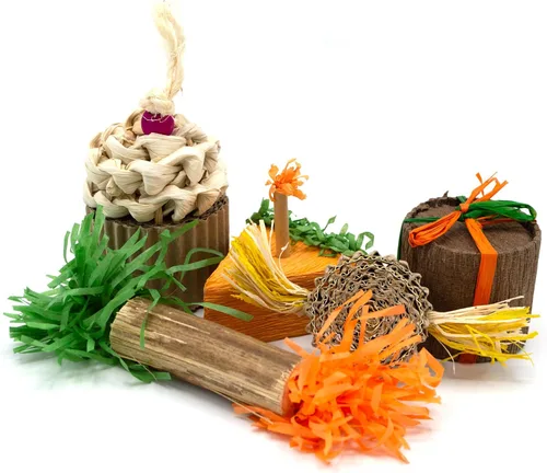 Vista 4 de Oxbow Birthday Party Pack, Rabbit & Guinea Pig Toys, Bunny Enrichment Toys Juguetes para masticar conejos, Enriquecimiento de conejillo de indias