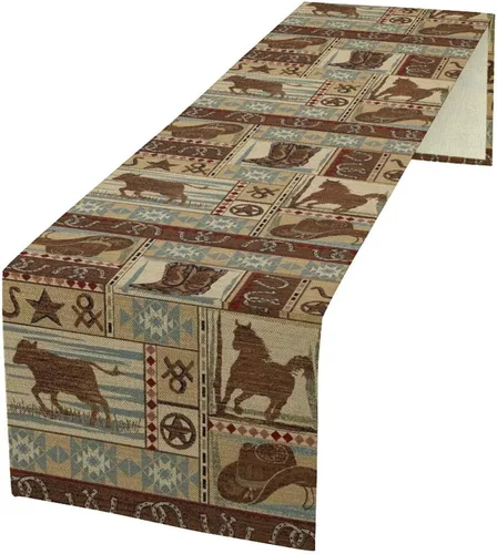 Vista 18 de Camino de mesa con diseño de patas de perro, lindo animal con estampado de patas de cachorro, decoración de fiesta de cumpleaños, casa de campo