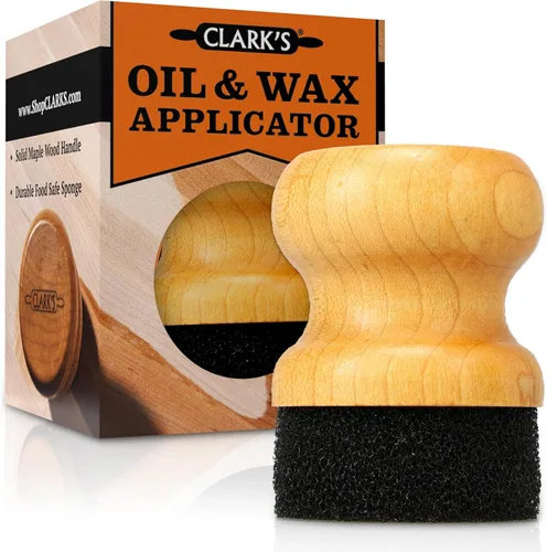 Vista 11 de CLARK'S Aplicador de aceite y cera para tabla de cortar, diseño elegante con mango ergonómico, restaura la belleza de tu bloque de carnicero