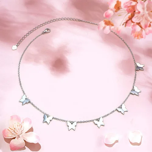 Vista 3 de Gargantilla ajustable de plata de ley S925 con colgante, joyería para mujeres y niñas.