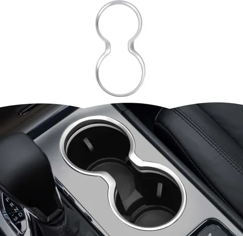 Vista 8 de Marco de Cubierta de Portavasos Accesorios Decorativos de Interior para Jeep Grand Cherokee 2011-2021 (Negro)