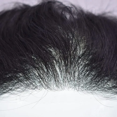 Vista 3 de Cabello humano para hombres, tupé, piezas de cabello humano europeo, todas las piezas de cabello con bucle en V, 0.002 in, piel fina, sistemas