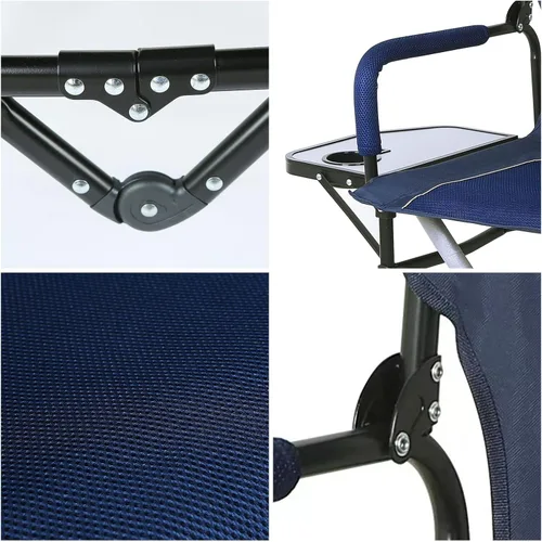 Vista 6 de ROCK CLOUD Paquete de 2 sillas plegables de camping con bolsillo de almacenamiento y mesa auxiliar, sillas de campamento portátiles compactas