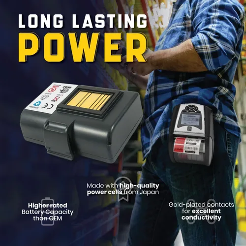 Vista 4 de Artisan Power Batería de repuesto para impresoras móviles Zebra QLn320 QLn220 (HC), ZQ500, ZQ510, ZQ520, ZQ610 y ZQ620 - Batería recargable de iones
