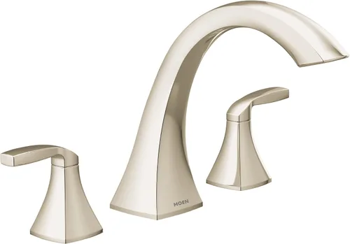 Vista 5 de Moen T693ORB Voss - Kit de moldura de grifo de bañera romana con 2 manijas para montaje en cubierta, requiere válvula, bronce aceitado