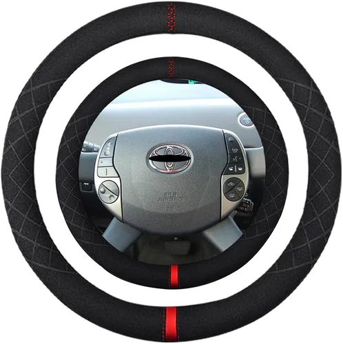 Vista 25 de Funda de volante de gamuza de 14 pulgadas, compatible con Tesla Model 3 Model Y, funda de volante deportiva de cuero gamuza antideslizante