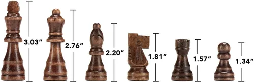 Vista 2 de AMEROUS Piezas magnéticas de ajedrez de madera, piezas de ajedrez de madera de Staunton de torneo, figuras de rey de 3.03 pulgadas, piezas