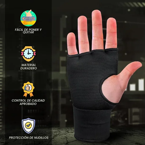 Vista 4 de Farabi - Guantes de boxeo híbridos para niños con protectores de manos, para boxeo, guantes de boxeo de punzonamiento Todo negro