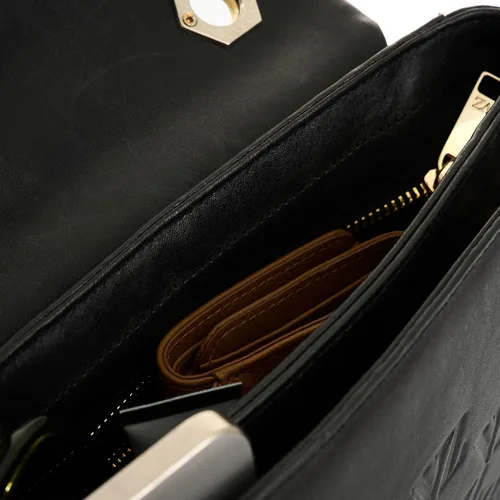 Vista 7 de VELEZ Bolsos de cuero de grano completo para mujer, bolso bandolera de diseñador 01 Negro