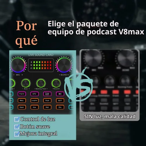 Vista 2 de Paquete de equipo de podcast V8max para 2, modificador de voz con kit de micrófono de podcast BM-800 - Micrófono de condensador perfecto