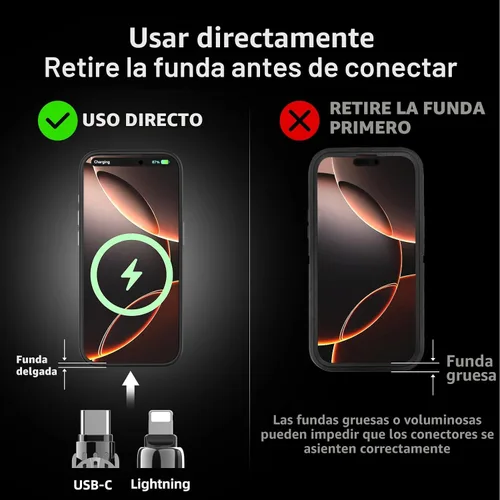 Vista 6 de MFish Cable de carga rápida 4 en 1 de 240 W, negro, 3.3 pies