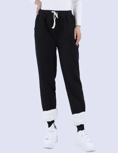 Vista 3 de Yeokou - Pantalones deportivos abrigados de invierno para mujer, con forro de sherpa