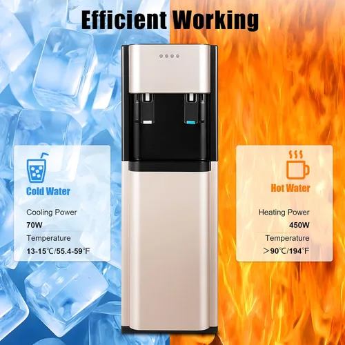 Vista 5 de Dispensador de agua de carga inferior de 5 galones, dispensador de agua fría y caliente de pie de 110 V, 3 opciones de temperatura con bandeja