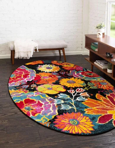 Vista 22 de Unique Loom Lyon Collection Kennedy - Alfombra ovalada (2 pies 2 pulgadas x 3 pies 1 pulgada, color negro/verde)
