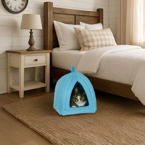 Vista 7 de Cama para gatos de tienda de campaña / iglú PAW, azul, Azul