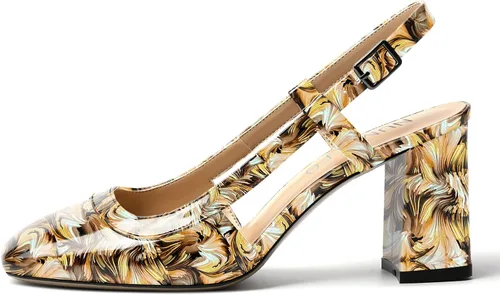 Vista 2 de NUMALEO Zapatos de tacón alto para mujer, con correa de tobillo y puntera cuadrada, de 3 pulgadas
