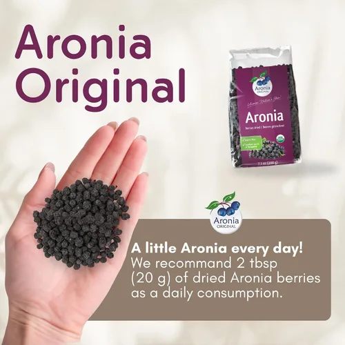 Vista 7 de Bayas de Aronia Orgánicas Secas 7.1 oz (200 g) – Sin Azúcar Añadido Veganas, Sin OMG, Chokeberries Negras Secadas Suavemente Altas