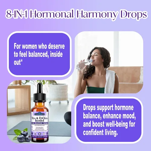 Vista 6 de Suplemento de mio-inositol y D-Chiro inositol para mujeres, proporción 40:1 que apoya el equilibrio hormonal y el ovario con bayas de árbol casto