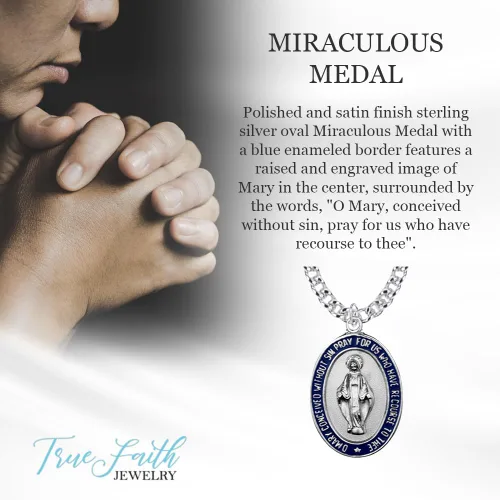 Vista 9 de TrueFaithJewelry Medalla milagrosa con borde esmaltado negro, 7/8 pulgadas