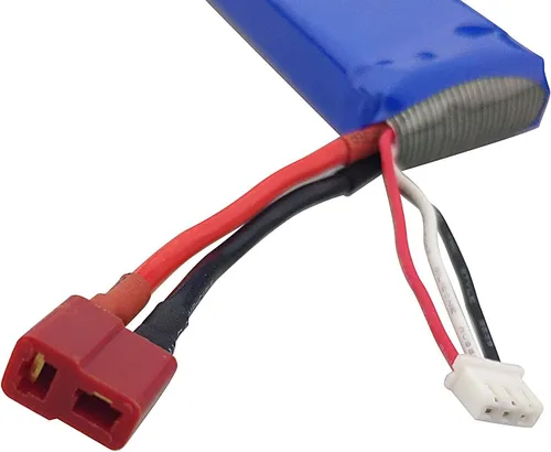 Vista 7 de Batería de litio de 2 piezas de 7.4 V 2200 mAh con cargador 2 en 1 para WLtoys K949 10428 10428-A L202 RC control remoto de alta velocidad