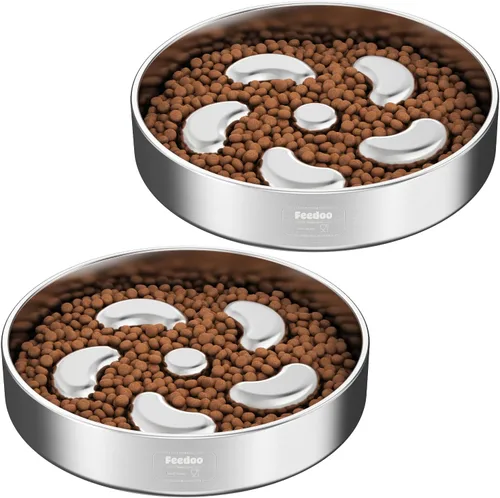 Vista 9 de Cuenco para perro de alimentación lenta, 1 taza para cachorros pequeños, cuenco de rompecabezas de acero inoxidable 304 de doble capa, antiasfixia