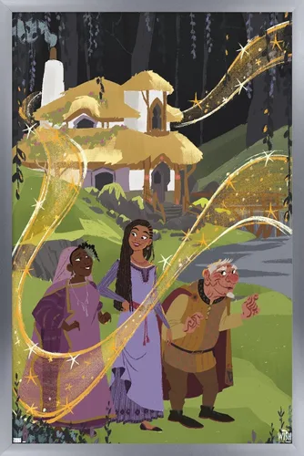 Vista 11 de Trends International Disney Wish - Póster de collage 1 (familiar), 14.72 x 22.37 pulgadas, versión enmarcada de madera de granero