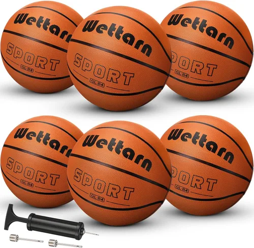 Vista 8 de Wettarn Rubber Training Basketball with Pump Street Ball Made for Teens Adults Indoor and Outdoor Game Gym Training Competition Basketball