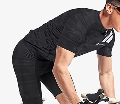 Vista 4 de sponeed - Jerséis de ciclismo para hombre, tops, camisas de ciclismo, manga corta, atuendo de ciclismo, chaqueta de ciclismo de cierre completo