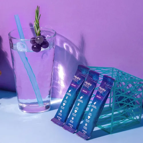 Vista 2 de HydroMATE - Paquetes de electrolitos en polvo para mezclar bebidas, acelerador de hidratación, bajo en azúcar, alivio rápido para fiestas