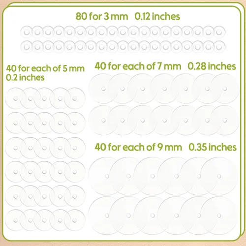 Vista 4 de Hicarer 200 piezas de discos transparentes para perforación de protuberancias de piercing 3/5/7/9 mm, respaldos de aretes de silicona transparente